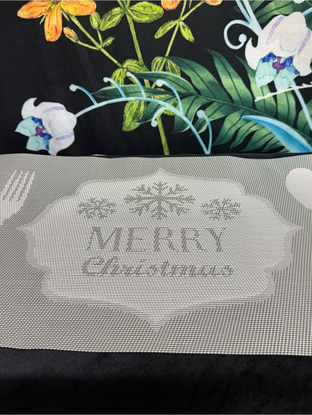 4 Merry Christmas Silver Holiday Placemat